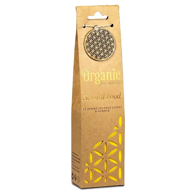 Bild von Organic Goodness Sandelholz Weihrauchkegel + Halter