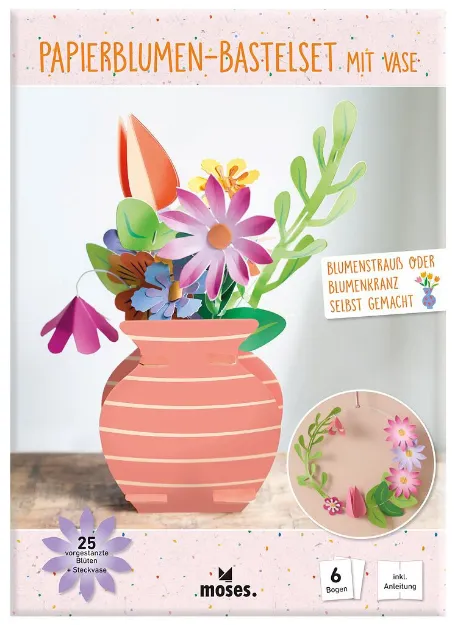 Bild von Papierblumen-Bastelset mit Vase, VE-6