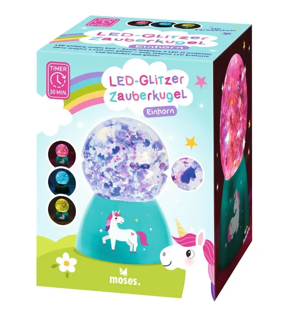 Bild von LED-Glitzer-Zauberkugel Einhorn, VE-4