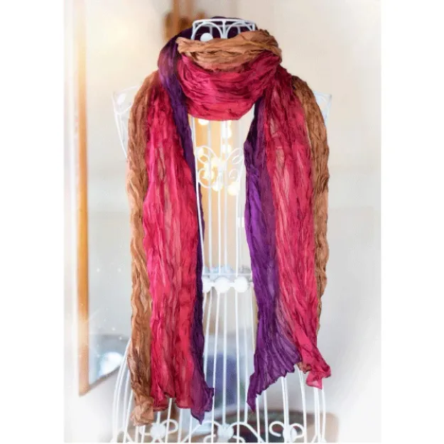 Bild von Seidencrash-Schal Golden Purple 90 x 180cm