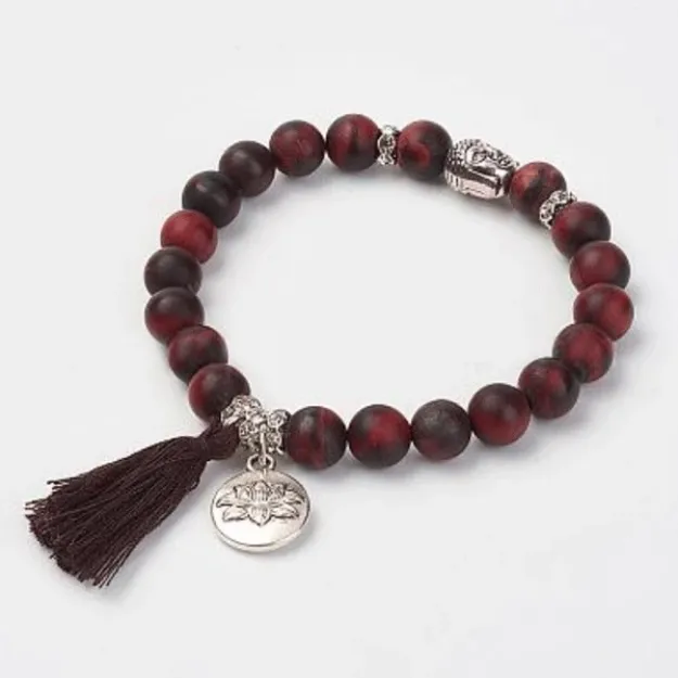 Bild von Buddha-Armband Rotes Tigerauge mit Quaste