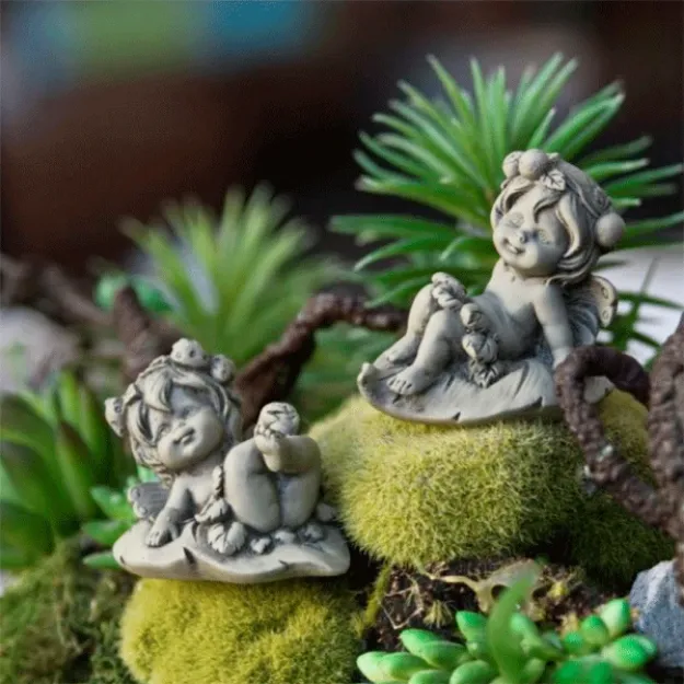 Bild von Elfenpaar Lalula auf Feenlaub, Resin