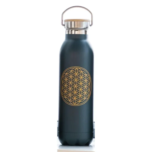 Bild von Isolier-Trinkflasche Blume des Lebens 600 ml mattanthrazit