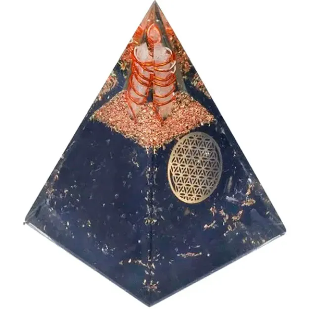 Bild von Orgonit-Pyramide Turmalin Blume des Lebens,  5x5x8cm