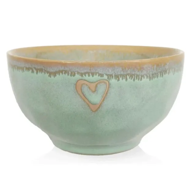 Bild von Stoneware Schale Herz türkis