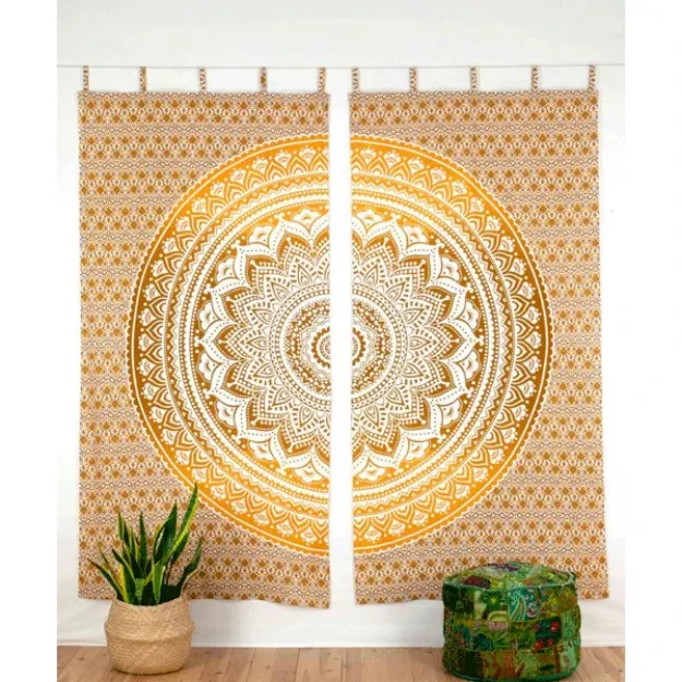 Bild von Vorhang Ocker-Braun Ombre Mandala, 2-teilig