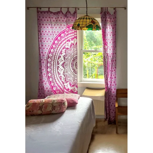 Bild von Vorhang Lila-Rosa Ombre Mandala, 2-teilig