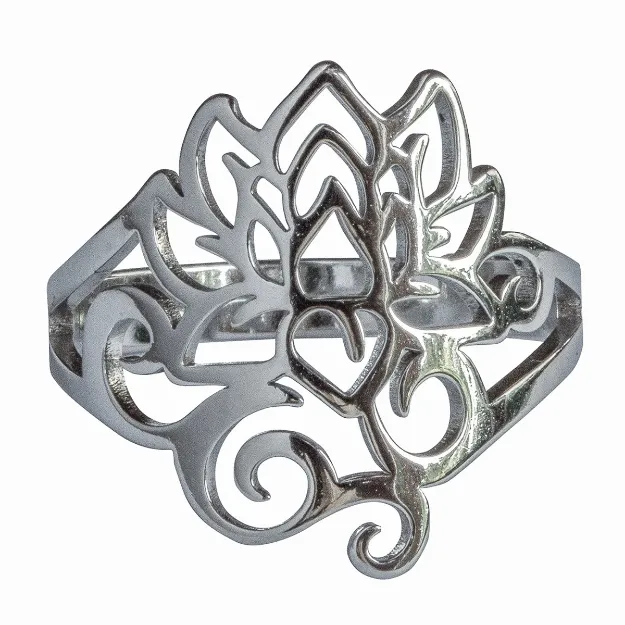 Bild von Ring Om Lotus (Ø2,5cm) Edelstahl offen verstellbar (kleinste Grösse 54)