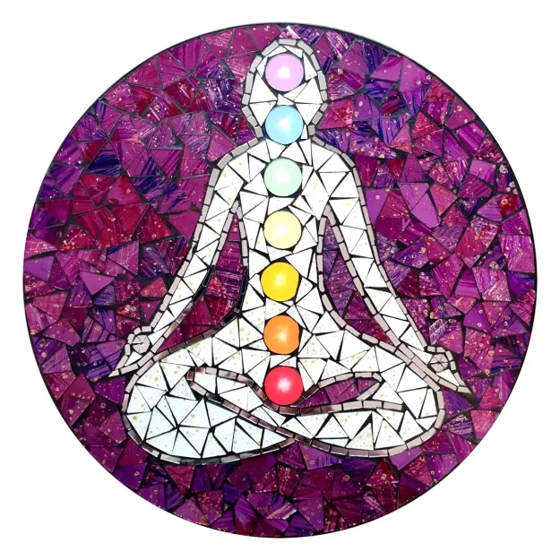 Bild von Spiegel Mosaik Chakra Buddha bunt Glas Ø40cm