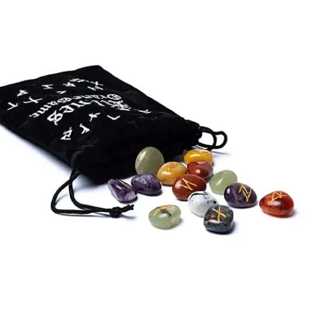 Bild von Runen Orakelset 7 Chakras in Samtbeutel