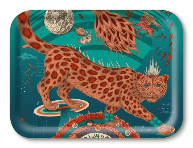 Bild von Emma J Shipley Snow Leopard/teal Tray 27x20 - Jamida of Sweden