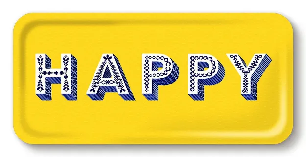 Bild von Asta Barrington Happy / yellow Tray 32x15 - Jamida of Sweden