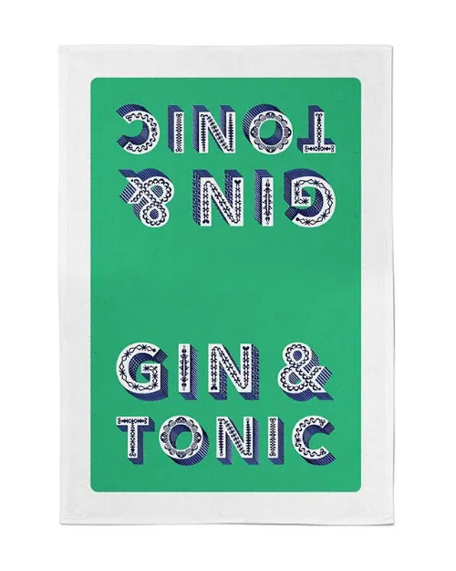 Bild von Asta Barrington Gin & Tonic Green Tea Towel 70 x 50cm - Jamida of Sweden