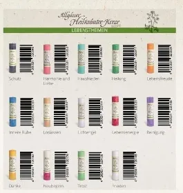 Zeige Details für Heilkräuterkerze Übersichtsblatt mit Barcodes Bild von Heilkräuterkerze Übersichtsblatt mit Barcodes