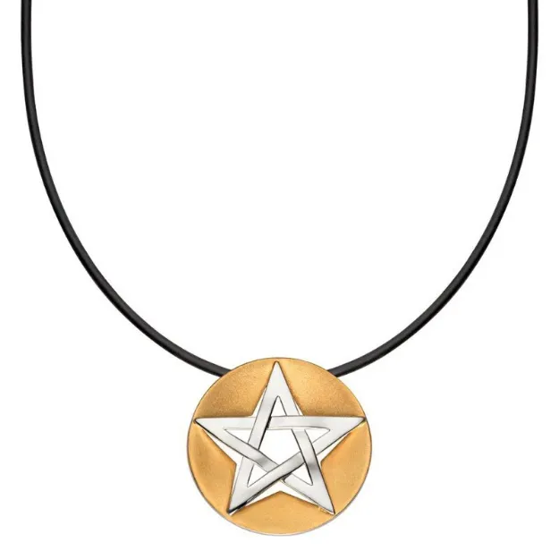 Bild von Anhänger Pentagramm - Silber teilvergoldet