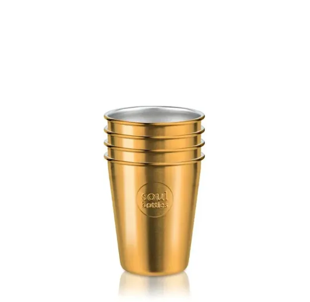 Bild von soulcup steel GOLD Edelstahl-Becher 0.3 l - 4er Pack 