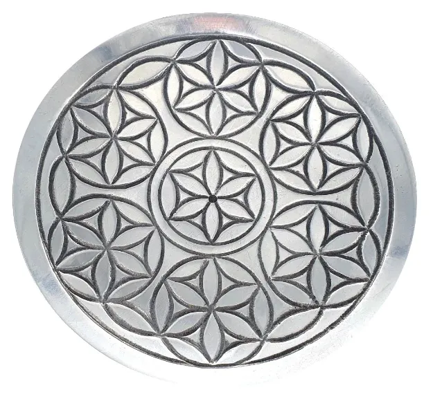 Bild von Räucherstäbchenhalter Blume des Lebens Metall rund 8,5cm