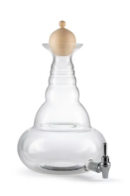 Bild von Karaffe Universe 10l Platin - Blume des Lebens - Zirbenholzstöpsel - mundgeblase