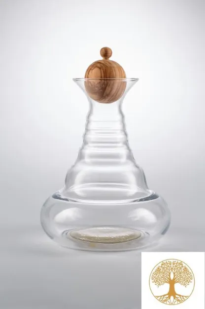 Bild von Karaffe Alladin 1,3l Gold - Lebensbaum - Olivenholzstöpsel - mundgeblasen