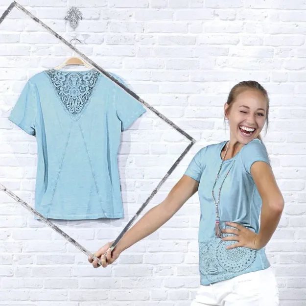 Bild von Spitzenshirt mit 1/4 Arm in blue breeze von The Spirit of OM