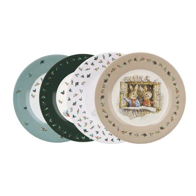 Bild von set of 4 peter rabbit christmas dessert plates, VE-4