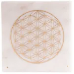 Bild von Marmorhalter mit goldener Blume des Lebens