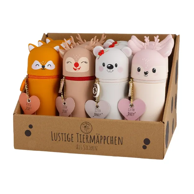 Bild von Silikon Federmäppchen Winter Animals 12 Stk assortiert, Bär, Fuchs, Rentier, Reh