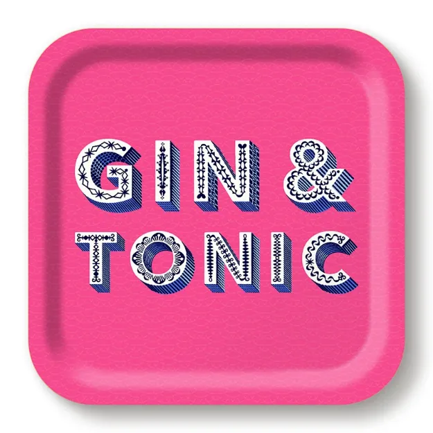 Bild von Asta Barrington Gin & tonic/bright pink Tray 20x20cm - Jamida of Sweden