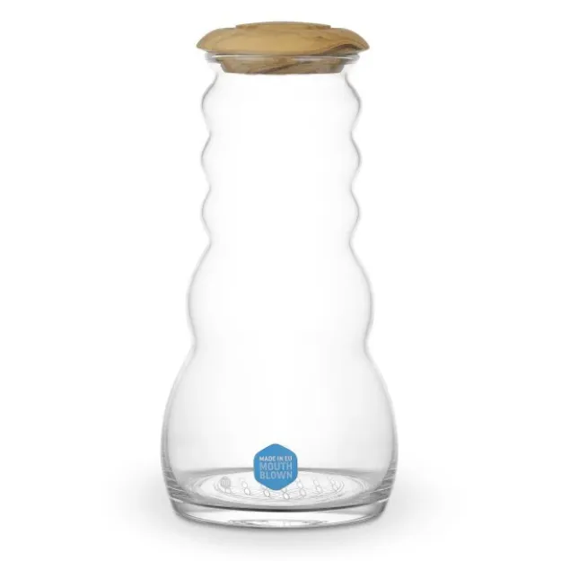 Bild von Krug Cadus Family 1,5l white - Blume des Lebens - Olivenholzdeckel - mundgeblase