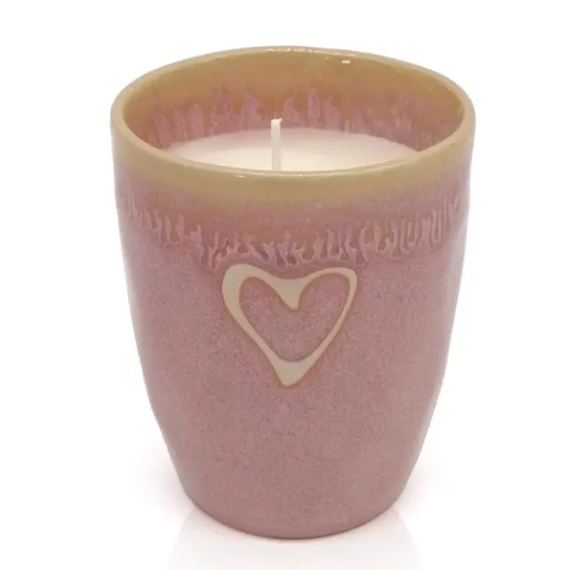 Bild von Stoneware Kerze im Becher rosa Herz