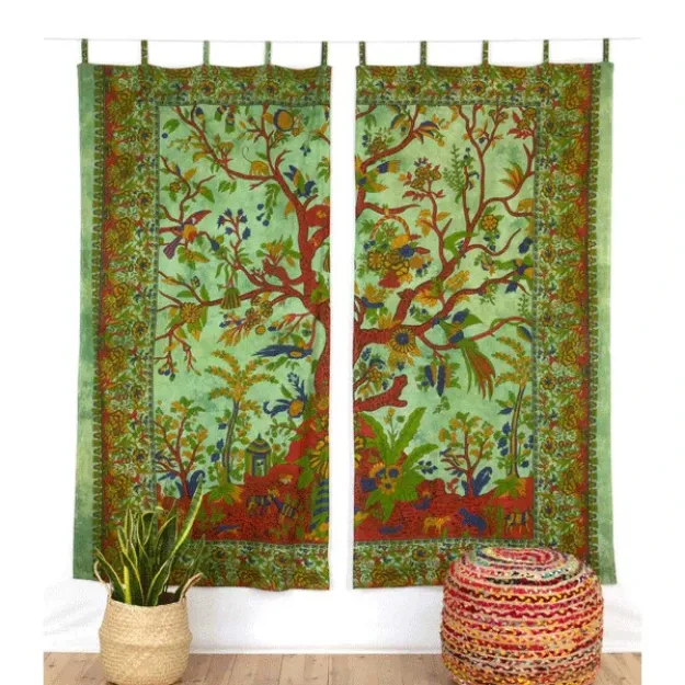 Bild von Vorhang Lebensbaum grün, 2-teilig