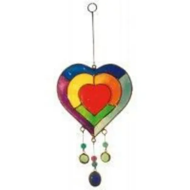 Bild von Suncatcher Herz Fiberglas bunt 15cm