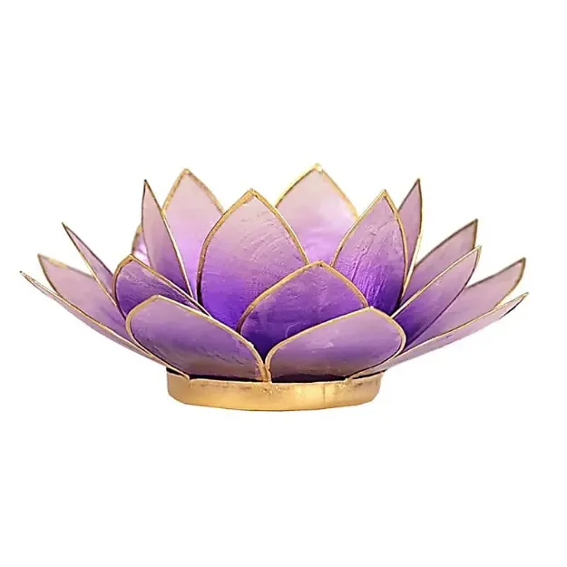 Bild von Lotus Teelichthalter violett mit Goldrand
