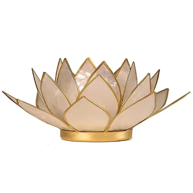 Bild von Lotus Teelichthalter weiss mit Goldrand
