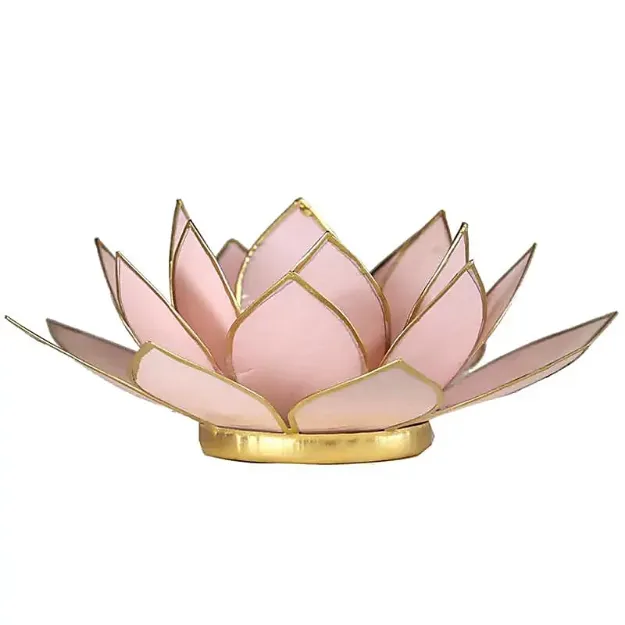 Bild von Lotus Teelichthalter rosa mit Goldrand