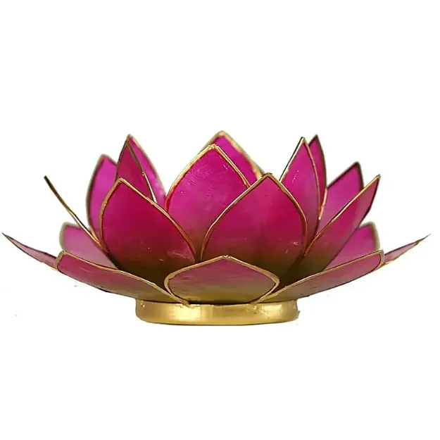 Bild von Lotus Teelichthalter rosa mit Goldrand