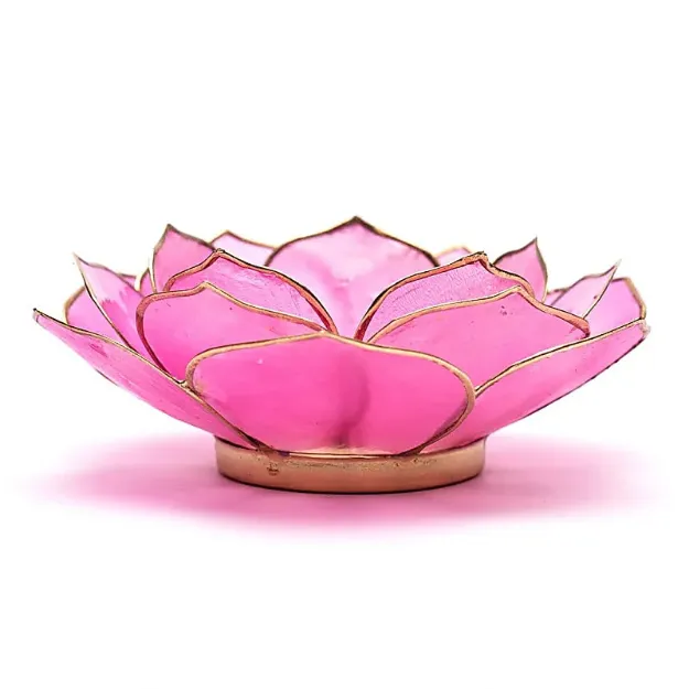 Bild von Lotus Teelichthalter rosa mit Goldrand