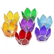 Bild von Set 7 Lotus Teelichthalter klein Chakra mit Silberrand