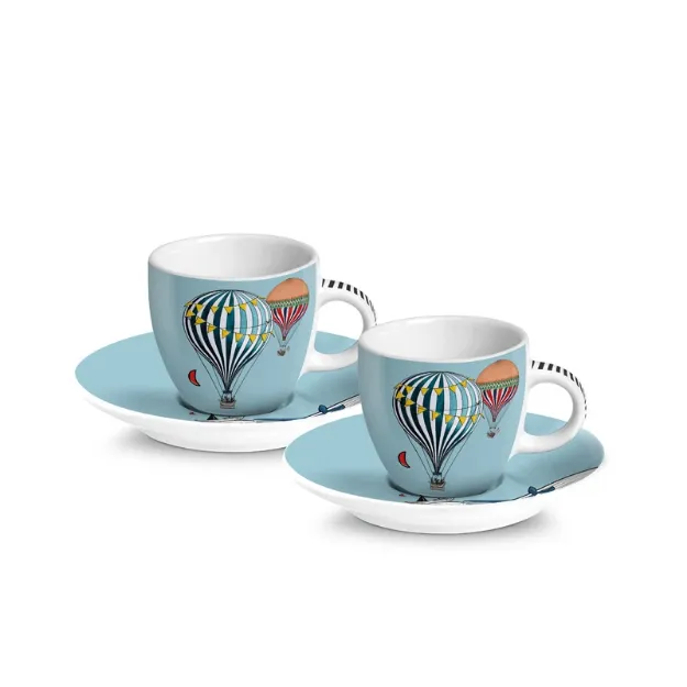 Bild von SET 2 TAZZE CAFFE' C/PIATTINO GIRAMONDO CELESTE ML 80
