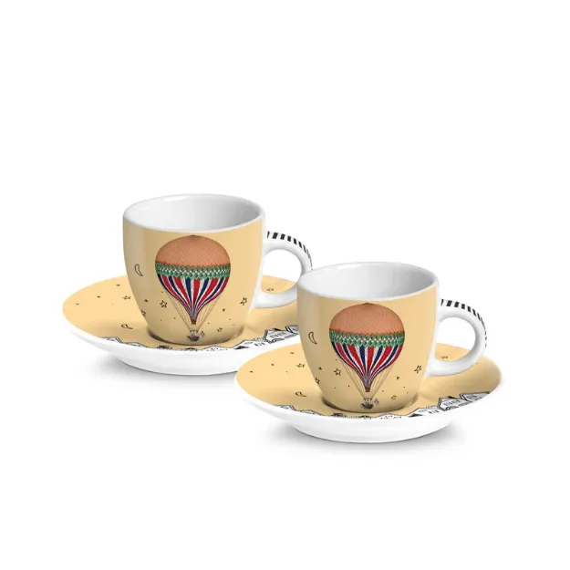 Bild von SET 2 TAZZE CAFFE' C/PIATTINO GIRAMONDO GIALLO ML 80