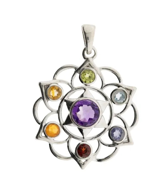 Bild von Anhänger Mandala mit Chakrasteinen