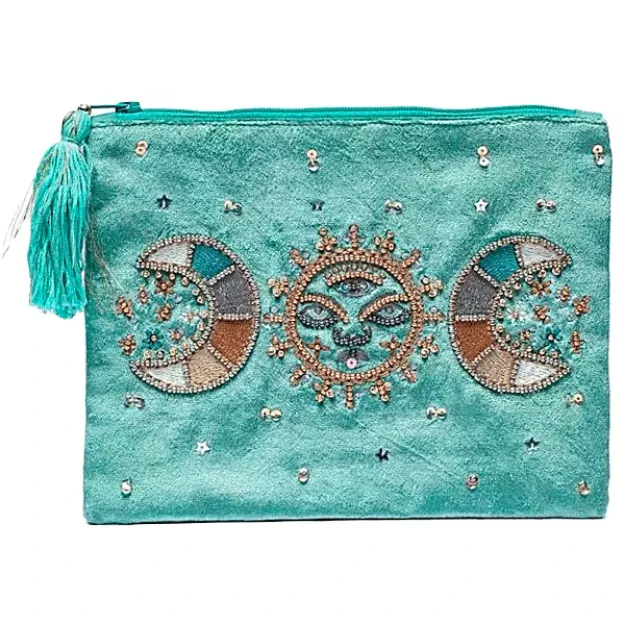 Bild von Samtbeutel mit Reissverschluss mint mit Mondphasen