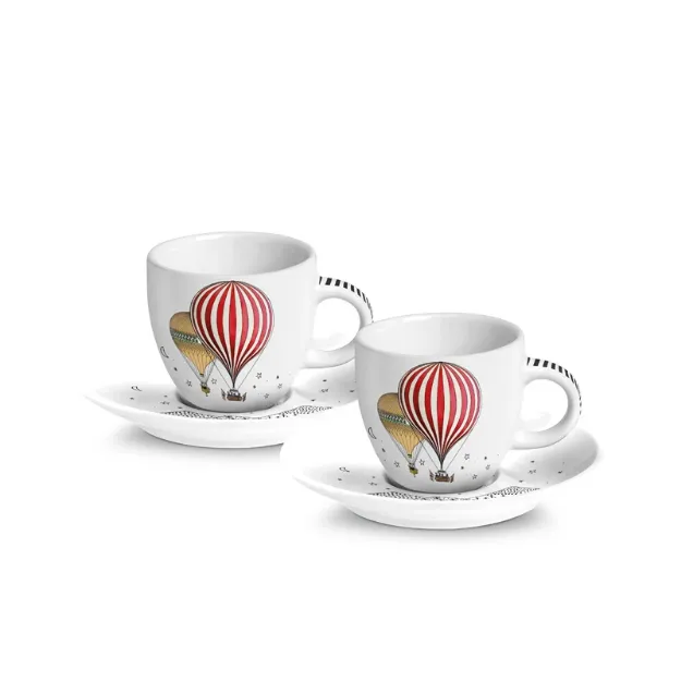 Bild von SET 2 TAZZE CAFFE' C/PIATTINO GIRAMONDO BIANCO ML 80