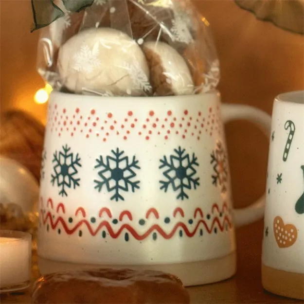 Bild von Schneeflocken Konischer Steingutbecher