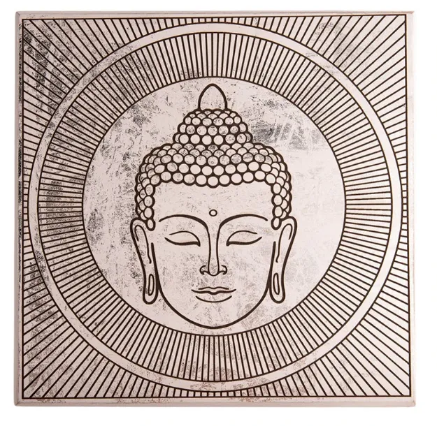 Bild von Energieplatte Buddha Weiss und Silber