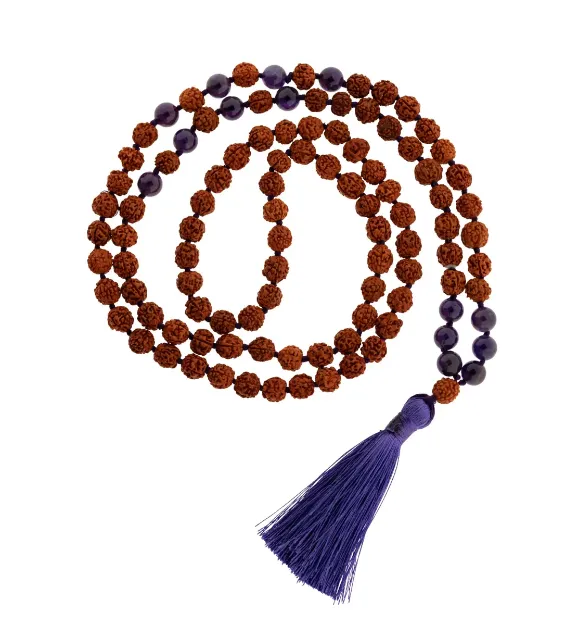 Bild von Rudraksha-Mala mit Amethyst
