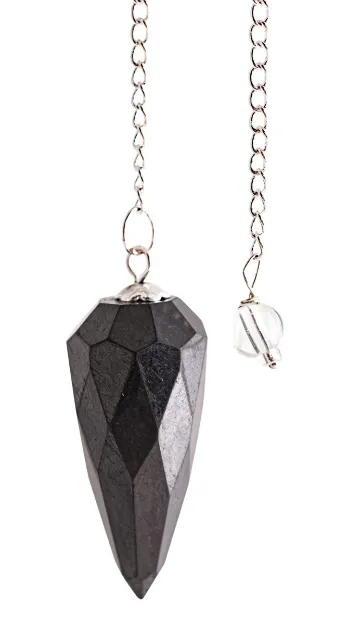 Bild von achtkantiger tropfenförmiger Schungit Pendel