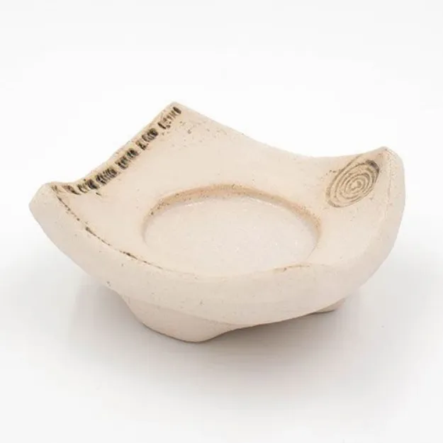 Bild von Keramikständer Heilkräuterkerze, weiss Spirale