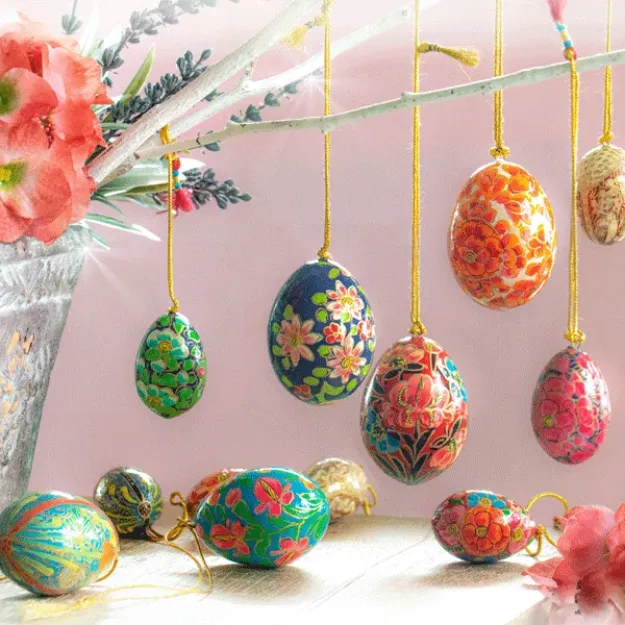 Bild von Ei aus Holz, ca. 3 cm, handbemalt in Kaschmir