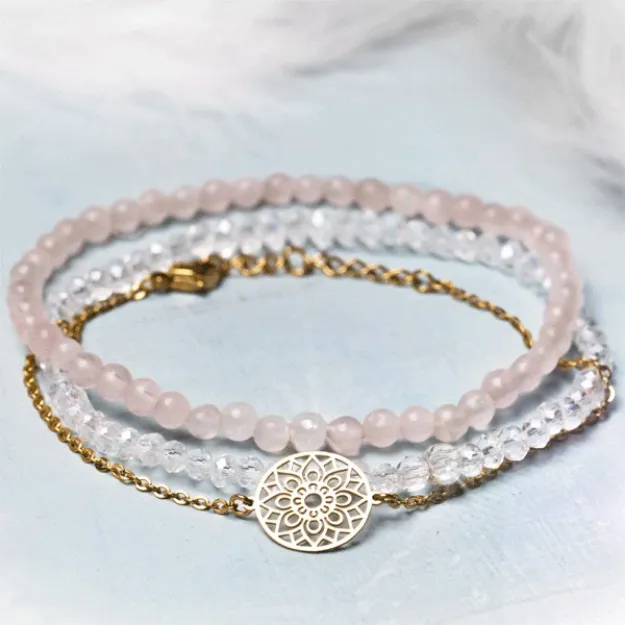 Bild von Edelstein-Armband-Set Mandala des Glücks, 3 Armbänder